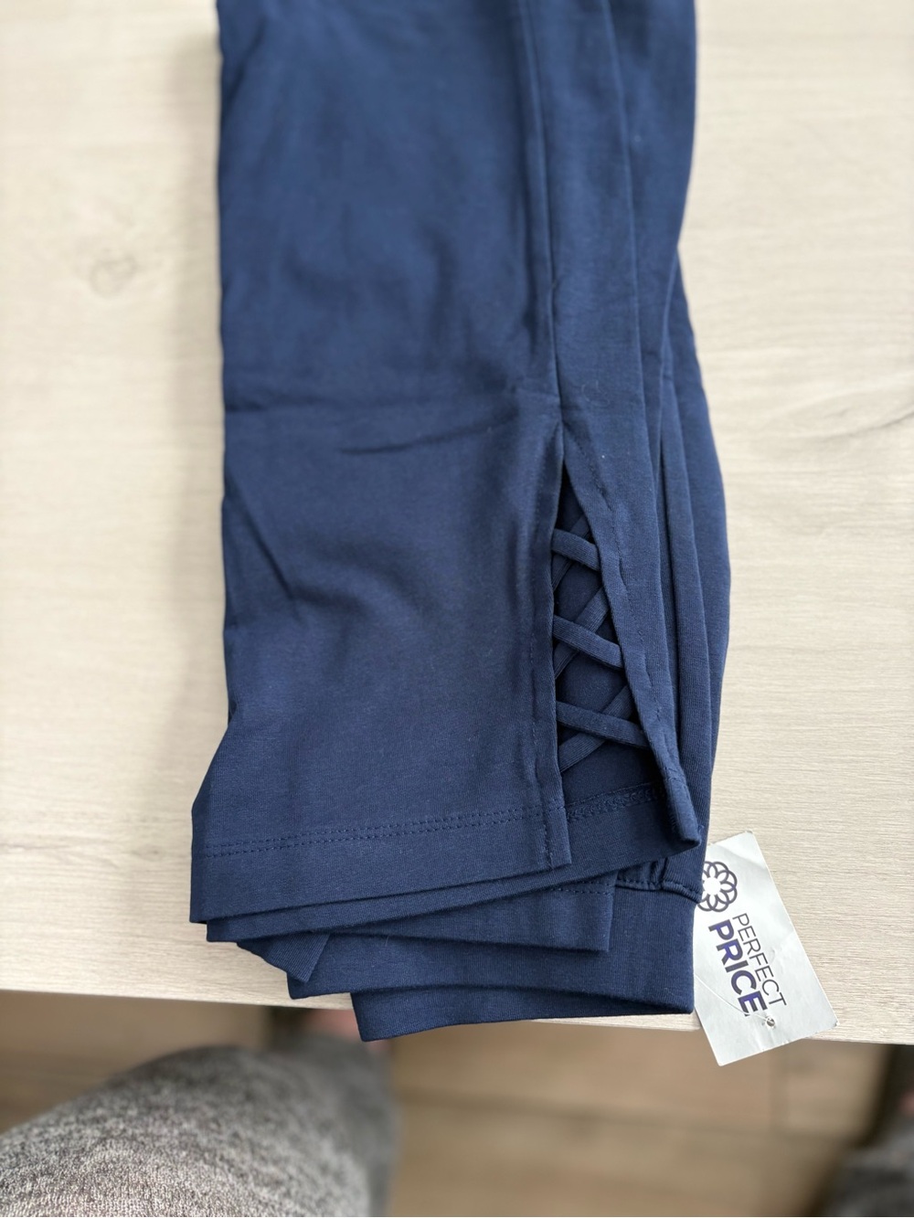 Catherines Navy Crisscross Hem Suprema Capris